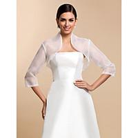 Wedding Wraps Coats/Jackets 3/4-Length Sleeve Organza White Wedding / Party/Evening / Casual T-shirt Clasp