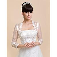 Wedding Wraps Coats/Jackets 3/4-Length Sleeve Lace / Tulle Ivory Wedding / Party/Evening / Casual T-shirt Open Front