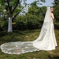 Wedding Veil Two-tier Cathedral Veils Lace Applique Edge Tulle / Lace