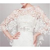 wedding wraps capelets sleeveless lace ivory