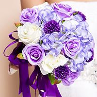 Wedding Flowers Round Roses Bouquets Wedding Silk Purple 11.02\