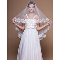 Wedding Veil One-tier Elbow Veils Lace Applique Edge 59.06 in (150cm) Tulle White IvoryA-line, Ball Gown, Princess, Sheath/ Column, 