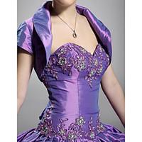 wedding wraps shrugs short sleeve taffeta grape partyevening high neck ...