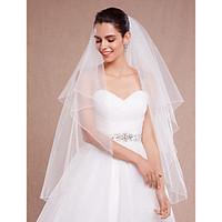 Wedding Veil Two-tier Blusher Veils Fingertip Veils Pencil Edge Tulle White Ivory