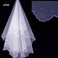 wedding veil one tier blusher veils pencil edge tulle white ivory