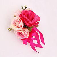 Wedding Flowers Free-form Roses Boutonnieres Wedding Party/ Evening Pink / Fuchsia Satin