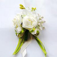 Wedding Flowers Free-form Roses Boutonnieres Wedding Party/ Evening Green Satin