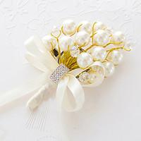 Wedding Flowers Free-form Lilies Boutonnieres Wedding Party/ Evening Gold Satin Bead