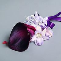 Wedding Flowers Free-form Lilies Peonies Boutonnieres Wedding Party/ Evening Pink / Purple Satin