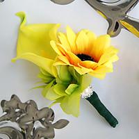 Wedding Flowers Free-form Lilies Peonies Sunflower Boutonnieres Wedding Party/ Evening Yellow Satin