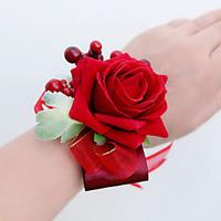 Wedding Flowers Free-form Roses Wrist Corsages Wedding Party/ Evening Red Satin