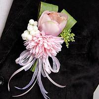 Wedding Flowers Free-form Lilies Peonies Boutonnieres Wedding Party/ Evening Pink / Red / Dark Purple / Light Purple Satin