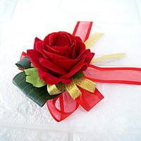 Wedding Flowers Free-form Roses Boutonnieres Wedding Party/ Evening Red / Burgundy Satin