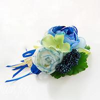 Wedding Flowers Free-form Roses Boutonnieres Wedding Party/ Evening Blue Satin