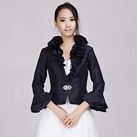 Wedding Wraps Coats/Jackets 3/4-Length Sleeve Taffeta Dark Navy Wedding / Party/Evening / Office Career / Casual Beading / Ruffles