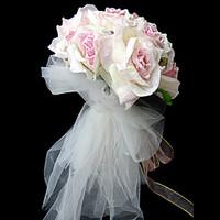 Wedding Flowers Round Hand-tied Roses Bouquets Wedding Party/ Evening Satin Pink 9.84\