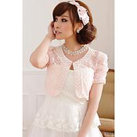 Wedding Wraps Short Sleeve Lace/Polyester Sweet Boleros Black/White/Pink Bolero Shrug