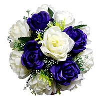 Wedding Flowers Round Roses Bouquets Wedding Satin Purple 11.02\