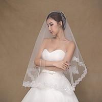 wedding veil one tier elbow veils fingertip veils lace applique edge t ...