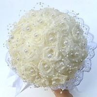 Wedding Flowers Round Roses Bouquets Wedding Party/ Evening Satin Silk Lace Bead