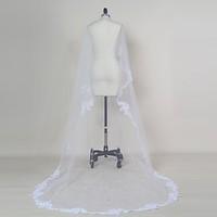 Wedding Veil One-tier Cathedral Veils Lace Applique Edge Tulle