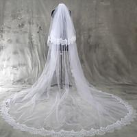 wedding veil two tier blusher veils cathedral veils lace applique edge ...