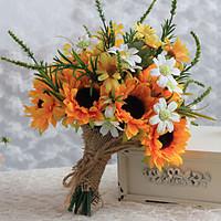 Wedding Flowers Free-form Lilies Sunflower Bouquets Wedding Multi-color Satin