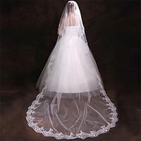 Wedding Veil One-tier Cathedral Veils Lace Applique Edge 106.3 in (270cm) Tulle