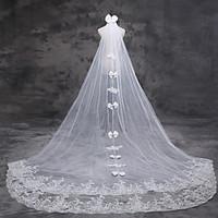 Wedding Veil One-tier Cathedral Veils Lace Applique Edge Tulle Lace