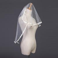 wedding veil two tier elbow veils ribbon edge 315 in 80cm tulle white  ...