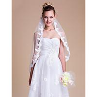 Wedding Veil One-tier Elbow Veils Lace Applique Edge 35.43 in (90cm) Tulle White Ivory