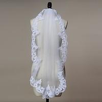 Wedding Veil One-tier Elbow Veils Fingertip Veils Lace Applique Edge Tulle