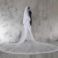 wedding veil two tier chapel veils cathedral veils lace applique edge  ...