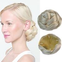 Wedding Bridal Updo Chignon Bun Clips Synthetic Straight Hair Extensions Blonde