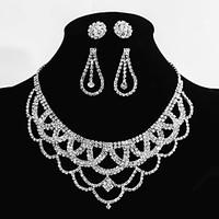 Wedding Jewelry Set 2 Pairs of Earrings 1 Crystal Necklace Sparkle Party Bridal Bridesmaid Earring