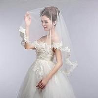 wedding veil one tier elbow veils lace applique edge scalloped edge 55 ...