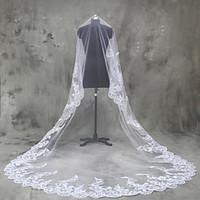 Wedding Veil One-tier Cathedral Veils Lace Applique Edge Tulle