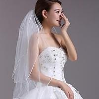 wedding veil three tier fingertip veils lace applique edge 3543 in 90c ...