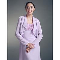 Wedding Wraps Coats/Jackets Long Sleeve Chiffon Lilac Party/Evening / Office Career / Casual T-shirt Ruched Open Front