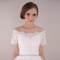 wedding wraps shrugs short sleeve lace tulle ivory wedding partyevenin ...