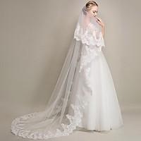 Wedding Veil One-tier Cathedral Veils Lace Applique Edge Tulle Lace