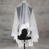 wedding veil one tier blusher veils fingertip veils lace applique edge ...