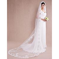 wedding veil one tier chapel veils cathedral veils lace applique edge  ...