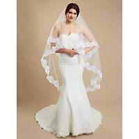 Wedding Veil One-tier Blusher Veils Chapel Veils Cathedral Veils Lace Applique Edge Tulle White Ivory