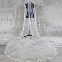 wedding veil one tier chapel veils cathedral veils lace applique edge  ...