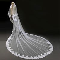 Wedding Veil Two-tier Cathedral Veils Lace Applique Edge Tulle Ivory