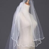 Wedding Veil Two-tier Elbow Veils Pencil Edge 35.43 in (90cm) Tulle White