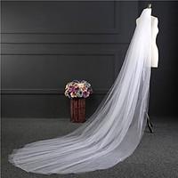 Wedding Veil Two-tier Cathedral Veils Cut Edge Tulle