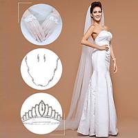 Wedding Accessories Set(Veil Gloves Headdress Necklace Earrings)