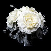 Wedding Flowers Round Roses Bouquets Wedding Satin Crystal White 9.84\